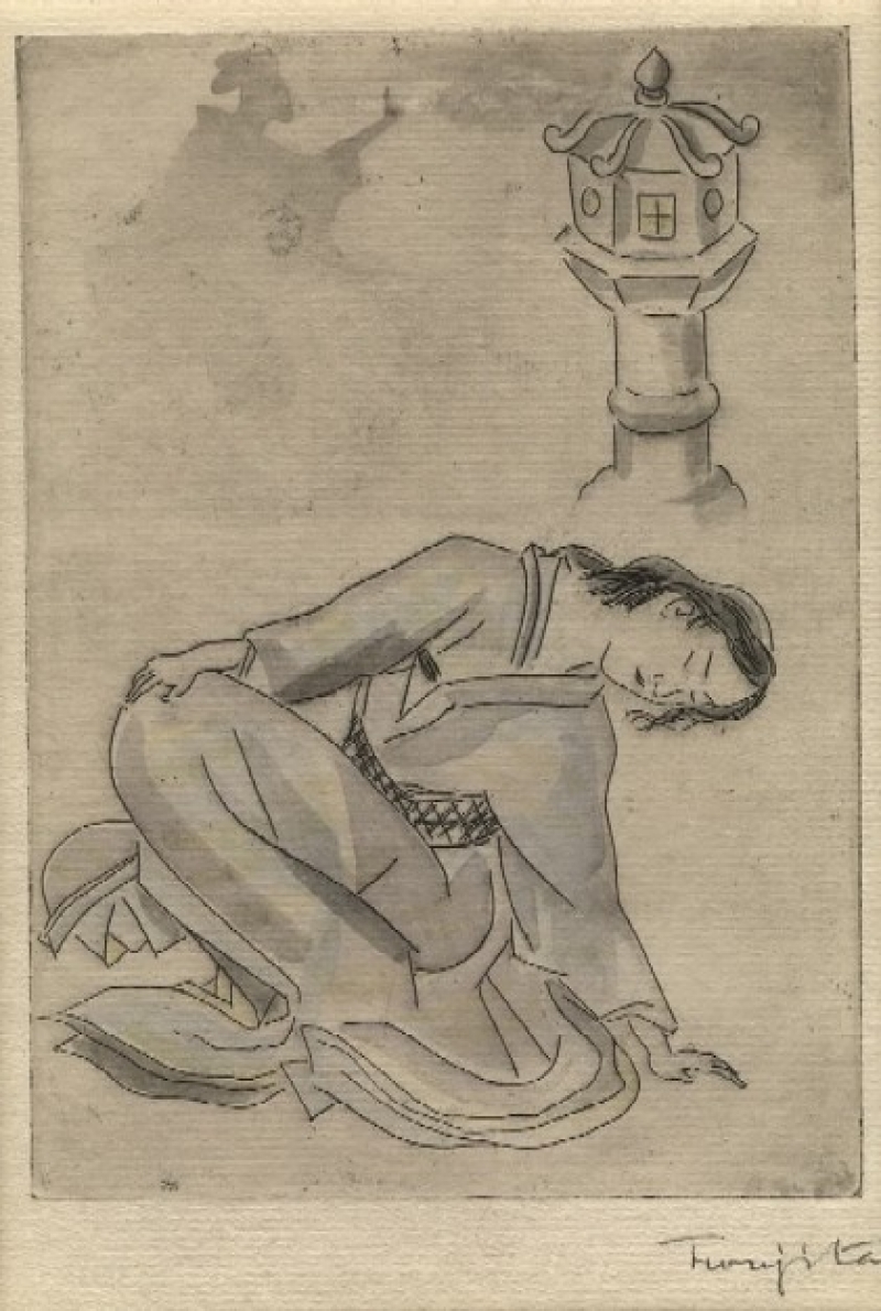 Kneeling Woman by a Pagoda