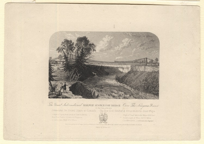 The Great International Railway Suspension Bridge over the Niagara River.
