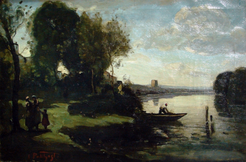 River Landscape with Figures and a Boat