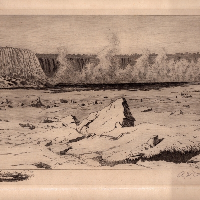 Winter View, Goat Island side of Horse Shoe Falls, 1887