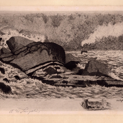 Fallen Rocks below American Falls, 1887
