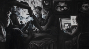 The Annunciation, 2013, charcoal and soft pastel on Paper, 60 x 102 in.