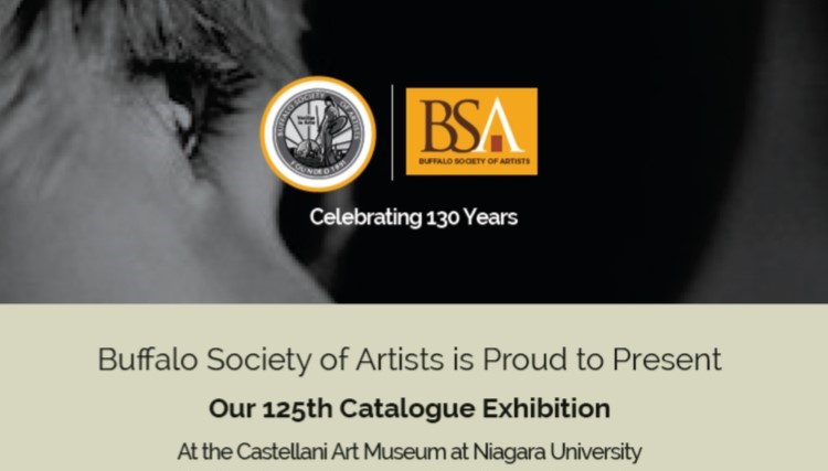 A post reading "Buffalo Society of Artists is Proud to Present" "Our 125th Catalogue Exhibition" "At the Castellani Art Museum at Niagara University.