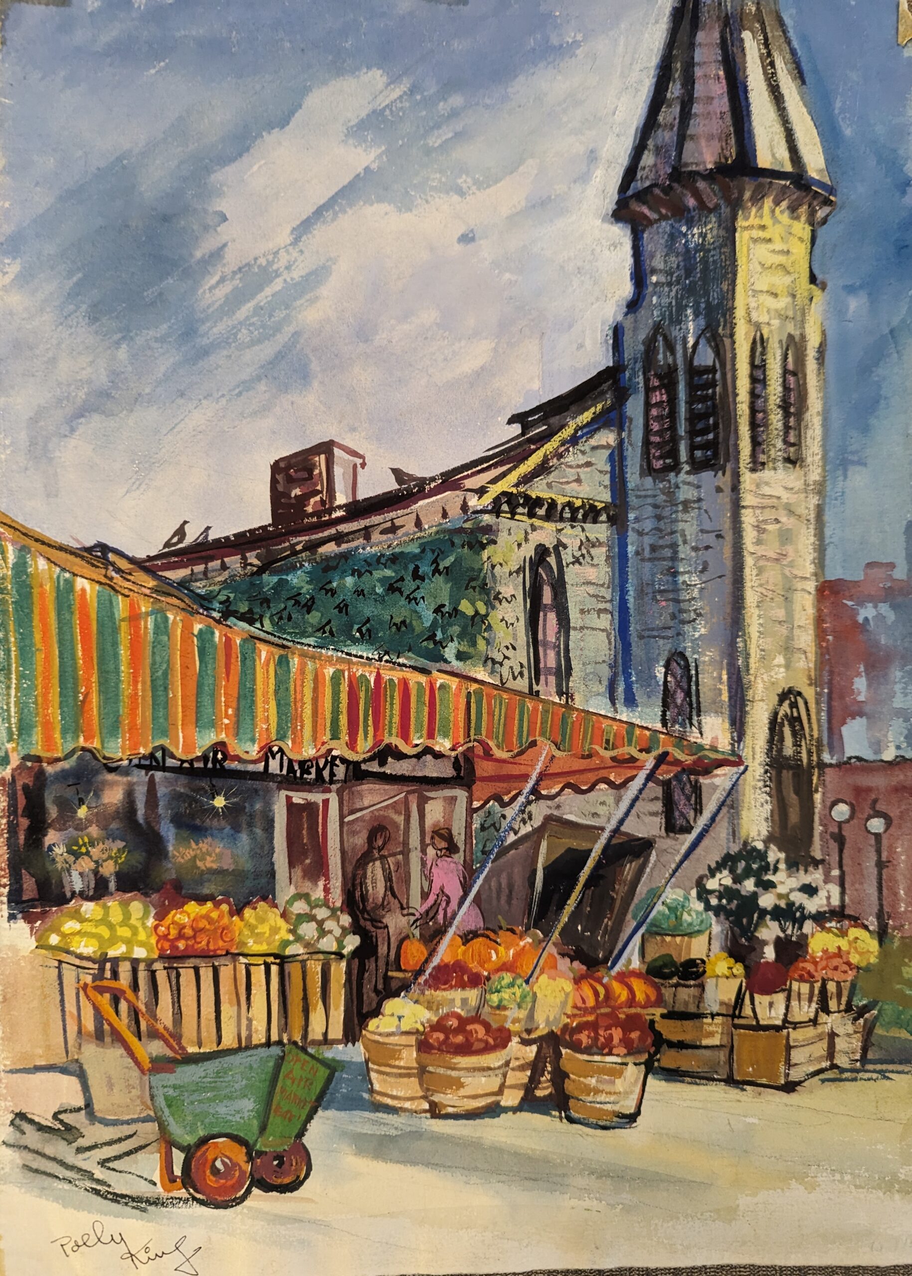 Polly King (American. 1901–1993) Marketplace in the Shadow of the Church circa 1950 Images courtesy of the King Family in partnership with the Niagara Falls National Heritage Area