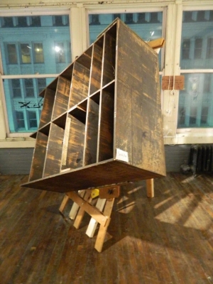 Scott Bye, Easy Easel, 2012, wood, bolts and Lazy-Susan, 72 x 74 x 86 inches. Please check back, this feature image will change periodically.