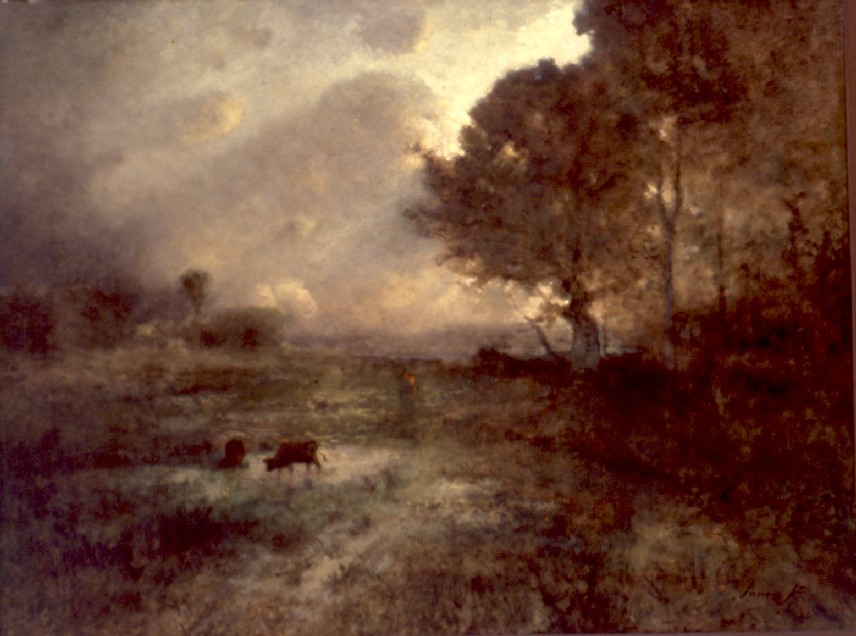 George Inness (American, 1854-1926) The Sunburst, n.d., oil on board, Castellani Art Museum of Niagara University Collection, Gift of Dr. and Mrs. Armand J. Castellani, 1983