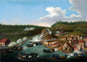 James B. Dennis British (1778-1855) The Battle of Queenston Heights, c. 1820-30 Oil on canvas, 21-3/8 x 30 inches. RiverBrink Art Museum. Samuel E. Weir Collection. Photo credits: Courtesy of RiverBrink Art Museum.
