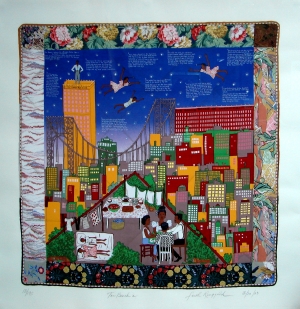 Faith Ringgold, Tar Beach, 2003, silkscreen.Castellani Art Museum of Niagara University Collection, gift of the artist.