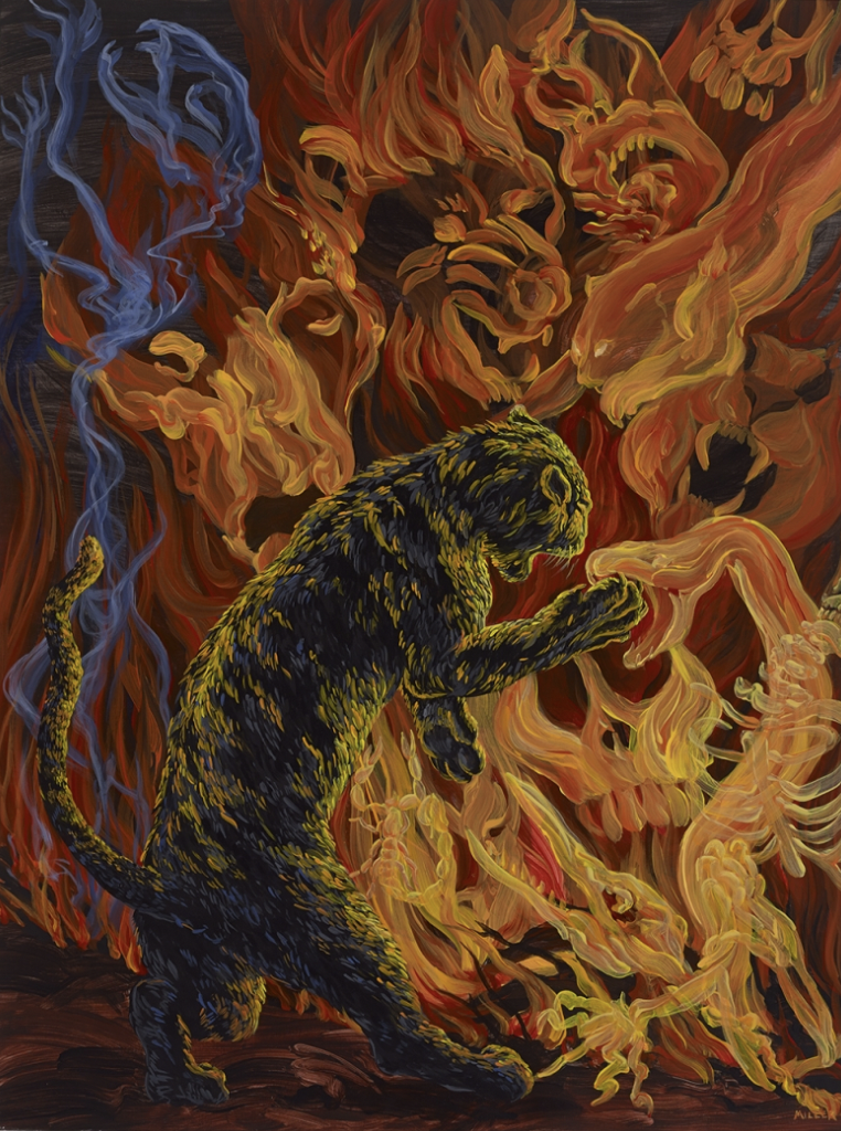 Melissa Miller (b.1951), Wall of Fire, 1986, acrylic on paper, 48 1/8 x 38 1/8 in. Collection of the Castellani Art Museum of Niagara University, Gift of Dr. and Mrs. Armand J. Castellani, 1996.