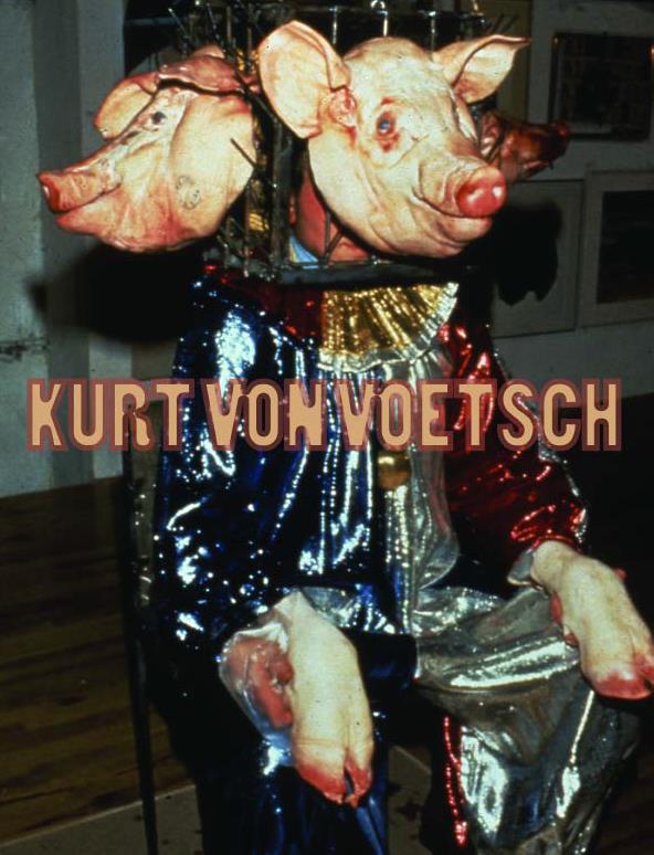 Kurt VonVoetsch: Self Portrait (detail), 1996, public performance with pig and cow elements.
