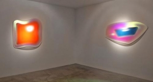 Installation Views: Dome Melt Glo-Pod (Iridescent Orange) Slab Glo-Pod (Iridescent Green Blue) 2013